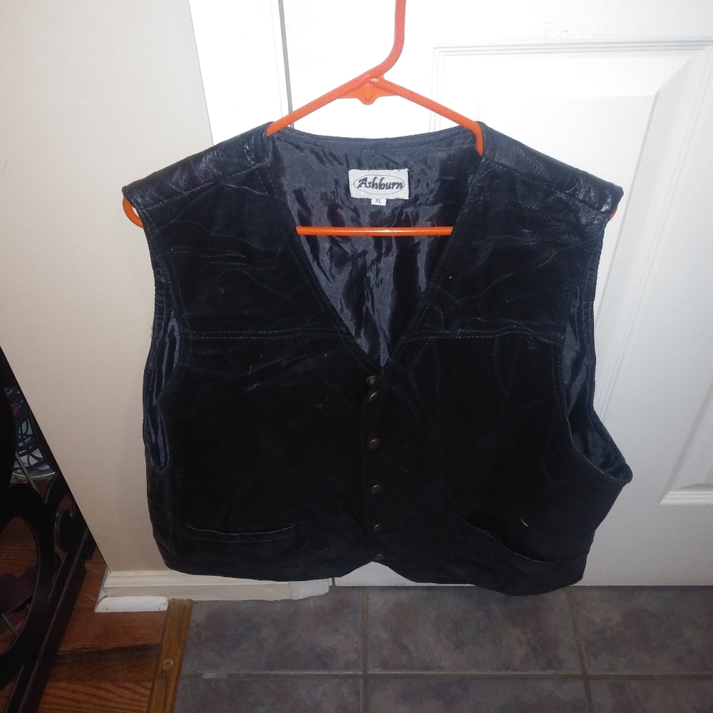 Leather mens vest